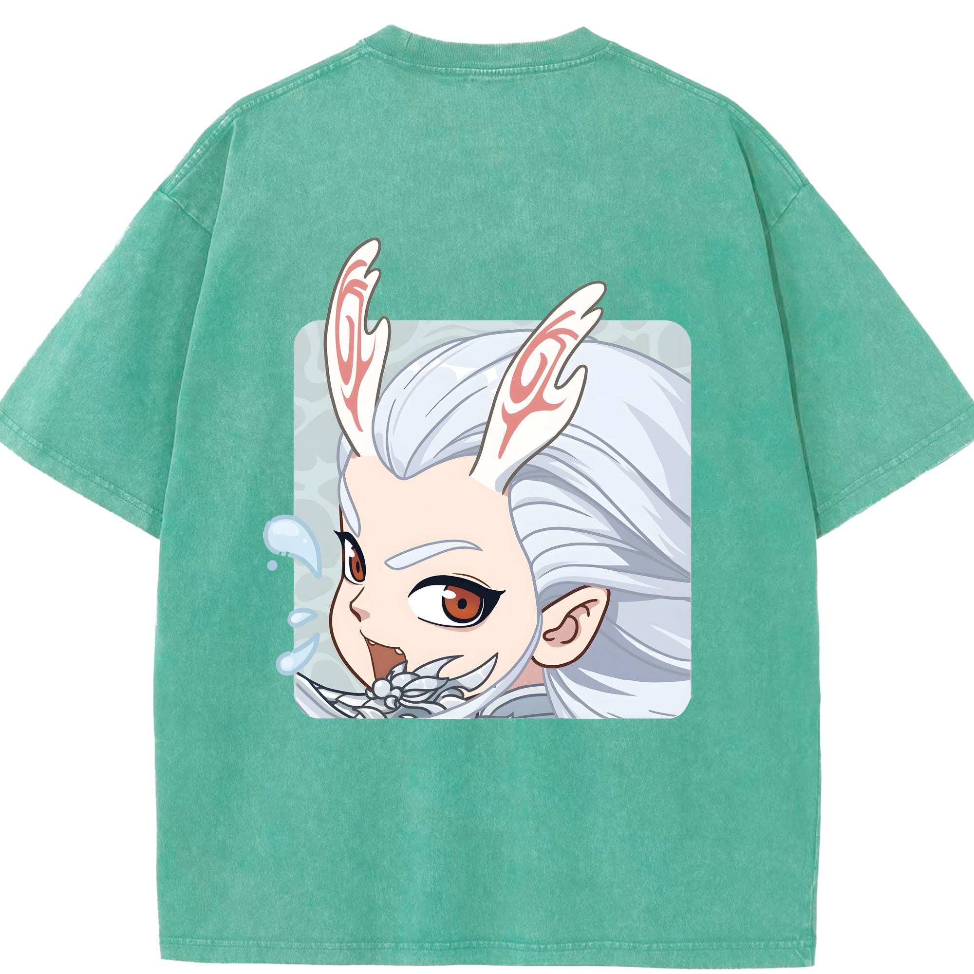 （画像用） Ne Zha 2 ナタ 魔童の大暴れ 綿100% ヴィンテージ風 半袖Tシャツ（背面プリント）